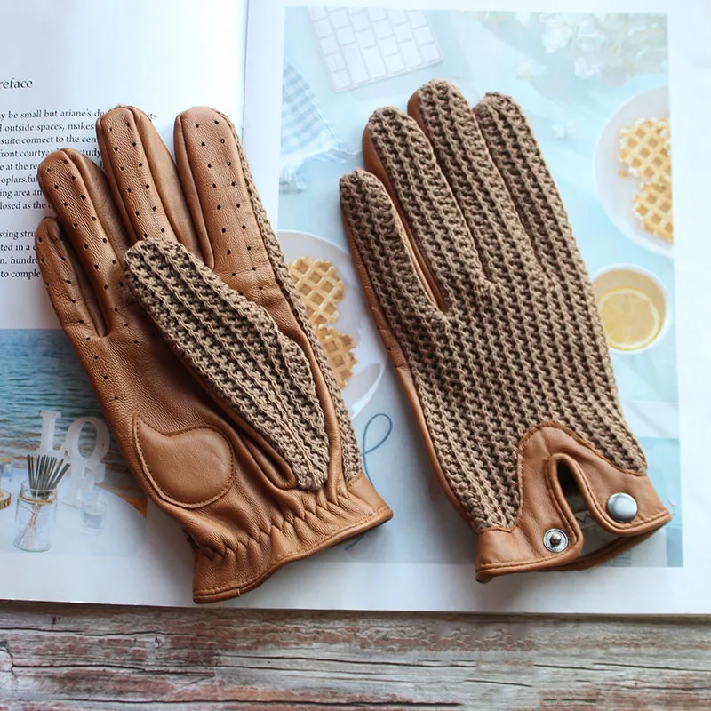 Top Trends: Summer Motorcycle Riding Leather Driving Gloves Men&#039;s Touch Screen Goatskin Unlined Thin Section 2022 New Driver Gloves Shoppable Styles