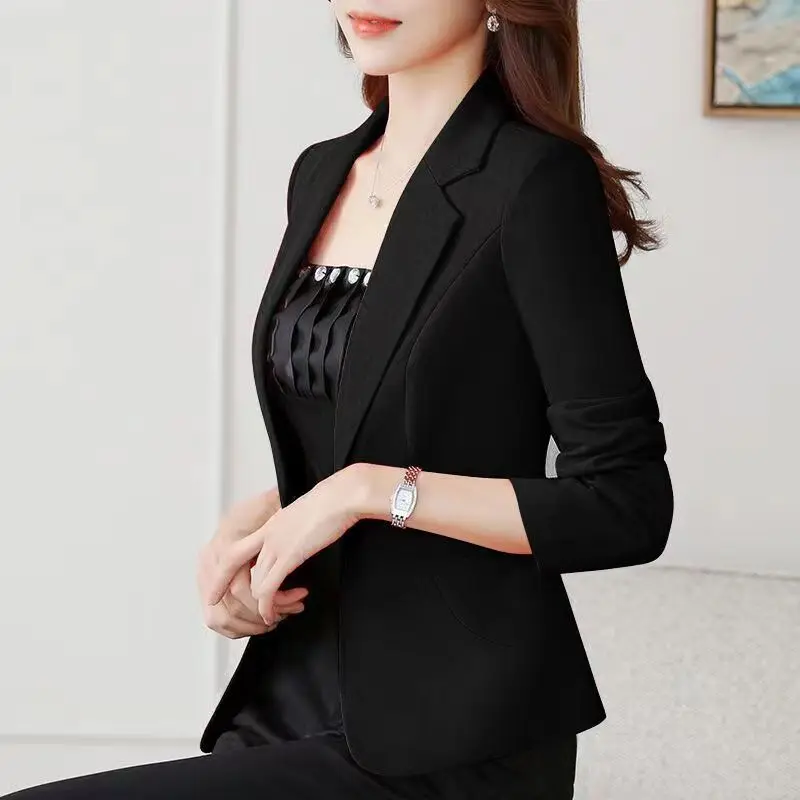 Top Trends: 2023 New Spring And Autumn Korean Commuter Simple Suit Collar Slim Fit Short Sleeve Solid Color Versatile Oversized Women&#039;s Suit Shoppable Styles