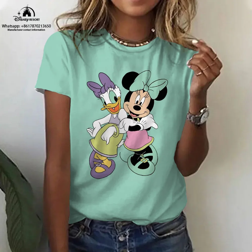 Top Trends: 2023 Street Mickey Minnie Anime Women's Round Neck T-shirt Fashion Print Summer New Casual Harajuku Children's Tops Ins Style Shoppable Styles