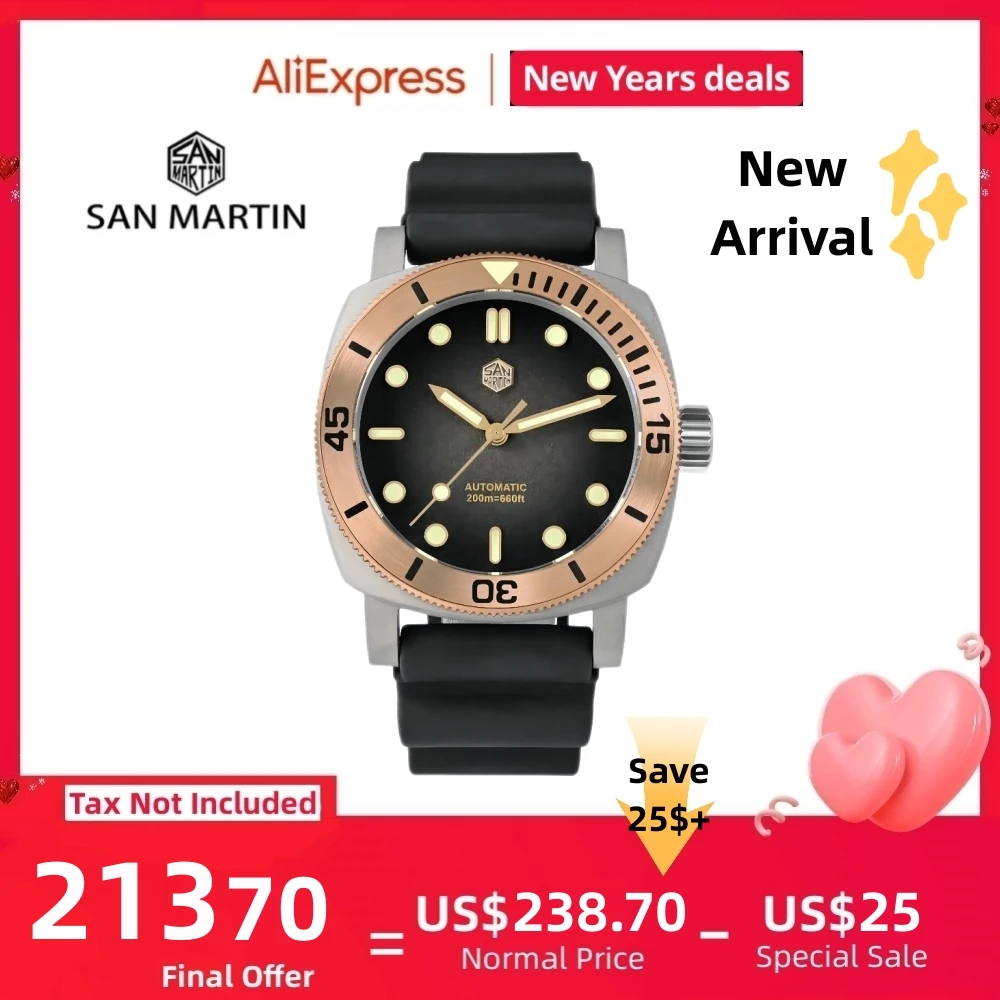 Top Trends: San Martin 42mm NH35 Titanium Diver Watch For Men Automatic Bronze Bezel Waterproof 200m Sapphire Green Luminous Relogio SN0125T Shoppable Styles