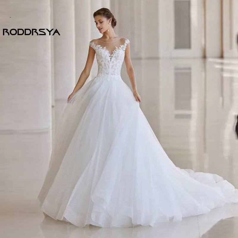 Top Trends: RODDRSYA Elegant A-Line Wedding Dresses 2024 Robe De Mariée Cap Sleeves Lace Applique Tulle Illusion Back O Neck Bridal Gowns Shoppable Styles