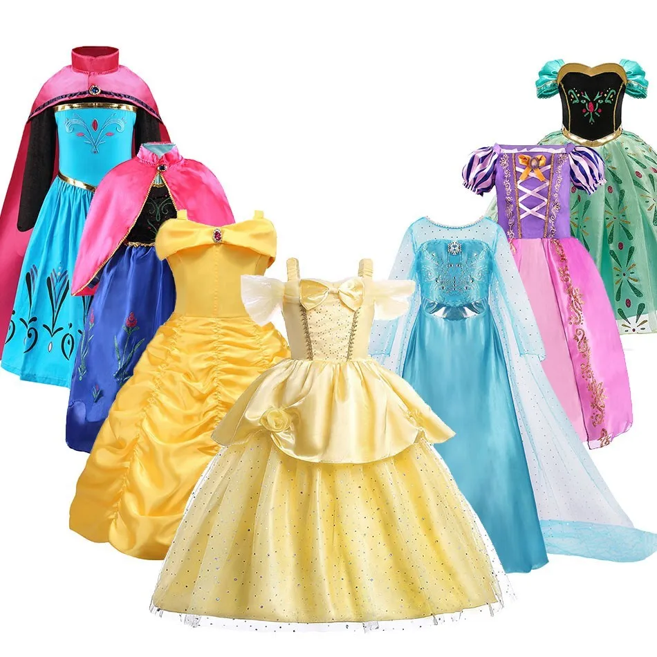 Top Trends: Kids Belle Costume Girl Halloween Princess Cosplay Party Dress Children Rapunzel Cinderella Anna Elsa Encanto Birthday Clothes Shoppable Styles