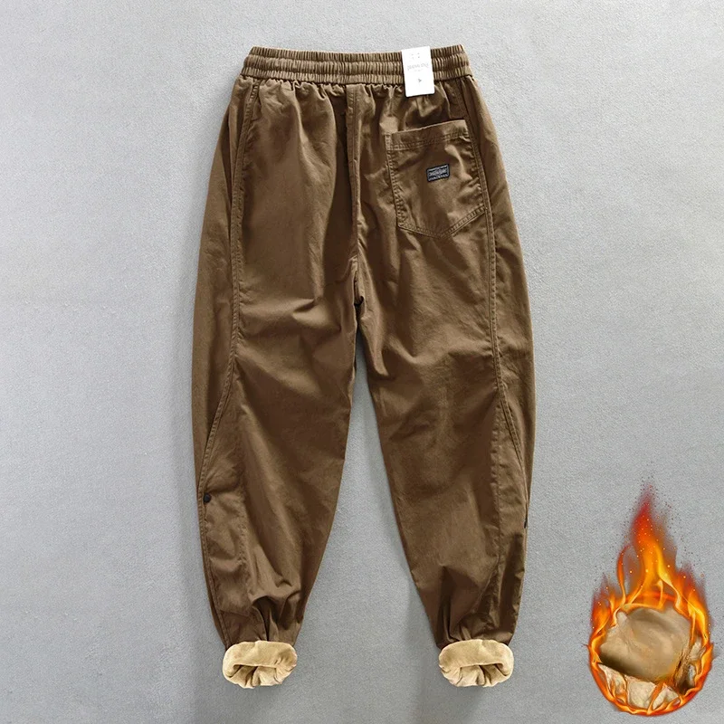 Top Trends: 2023 Autumn And Winter New Cotton Cargo Velvet Men&#039;s Winter Pants Comfortable Thickened Soft Keep Warm Retro Street Trousers Shoppable Styles