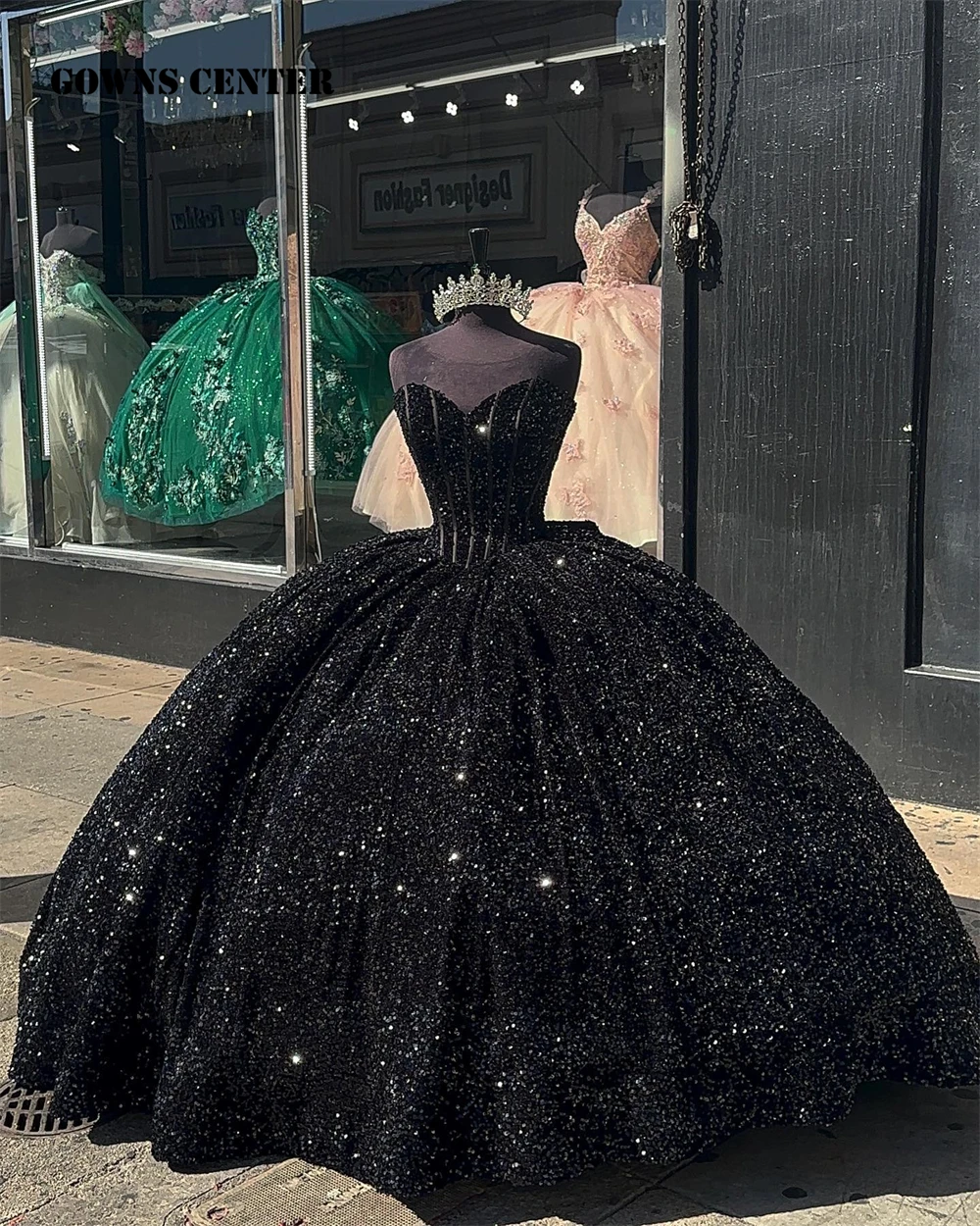 Top Trends: Black Sequin Corset Quinceanera Dresses With Bow Sweetheart Shinning Sweet 16 Dresses Ball Gown Birthday Gowns Vestidos De 15 Shoppable Styles