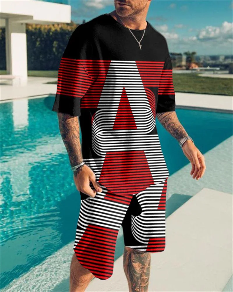 Top Trends: Men's Oversized Clothes Two Pieces Set Tracksuit Vintage Casual Streetwear 3D Printed Beach Set Men Summer Tshirt Shorts Outfits Shoppable Styles