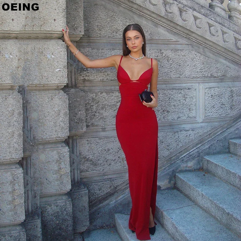 Top Trends: OEING Red Simple Mermaid Prom Dress Elegant Suspender Evening Dresses Special Occasion Gown Vestidos De Fiesta Robe De Soiree Shoppable Styles