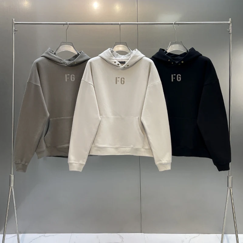 Top Trends: Fw21 Essentials Flocking Logo FG Hoodies Men&#039;s Hip Hop Hooded Pullover Sweatshirt Oversize High Quality 7th Collection Hoodie Shoppable Styles