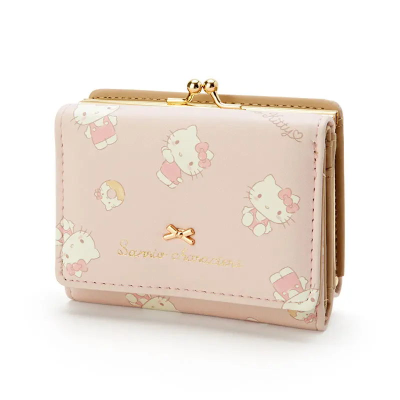 Top Trends: Sanrio Hello Kitty PU Women&#039;s Casual Short Two-fold Wallet Kulomi Melody Pompom Purin Style Zipper Buckle Card Clip Coin Purse Shoppable Styles