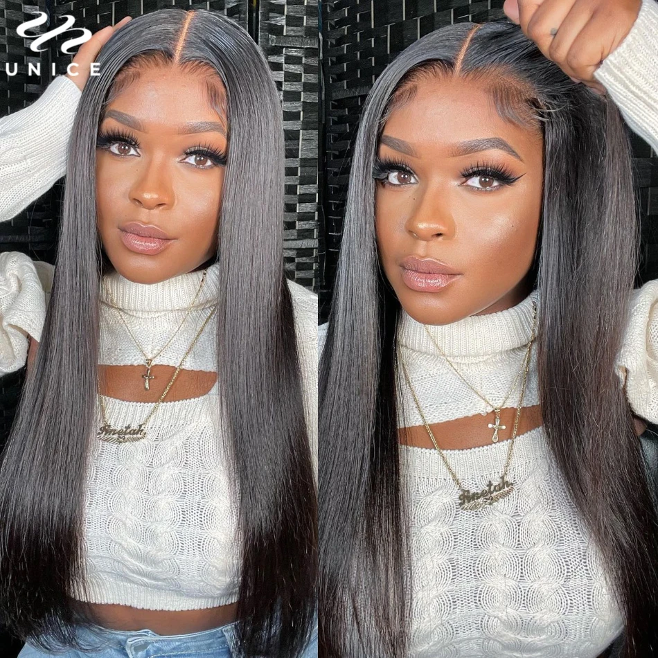 Top Trends: UNice Hair Pre Bleached Pre Cut Lace Closure Wig Human Hair Wear Go Lace Wig 6x4.75 / 7x5 Lace Bone Straight Glueless Wigs Shoppable Styles