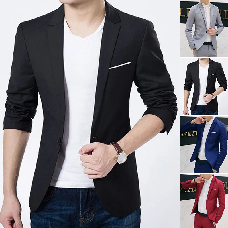 Top Trends: Men&#039;s Casual Slim Fit Formal One Button Suit Blazer Coat Jacket Tops Mens Wedding Tuxedos Suits Blazer Masculino M -3XL Shoppable Styles