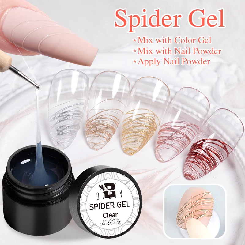 Top Trends: BOZLIN 3 In 1 No Wipe Clear Spider Liner Gel Nail Polish No Sticky Layer 5ml Flower Drawing Painting Color Gel Nail Powder Shoppable Styles