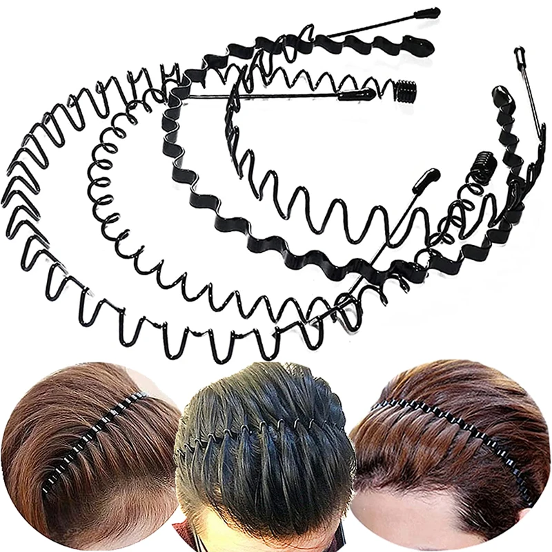 Top Trends: Unisex Men Women Black Metal Wavy Headband Invisible Sports Female Back Non-slip Wave Hairband Bangs Holder Hair Accessories Shoppable Styles