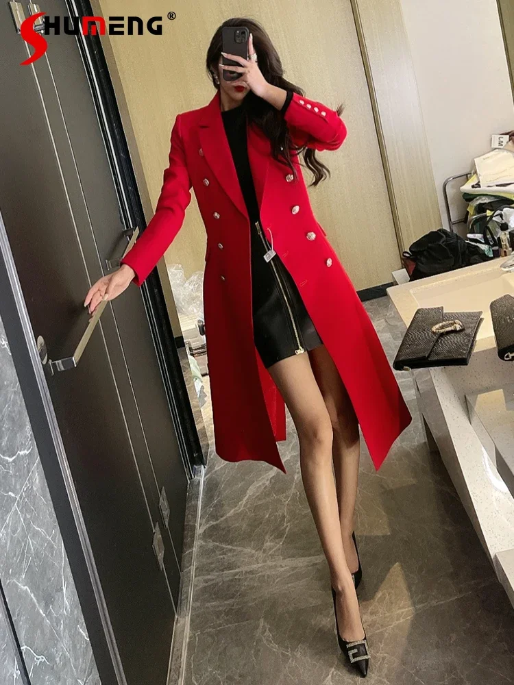 Top Trends: High-End Double-Breasted Thickened Mid-Length Trench Coat Women 2023 Fall Suit Collar Over-the-Knee Cotton-Padded Overcoat Woman Shoppable Styles