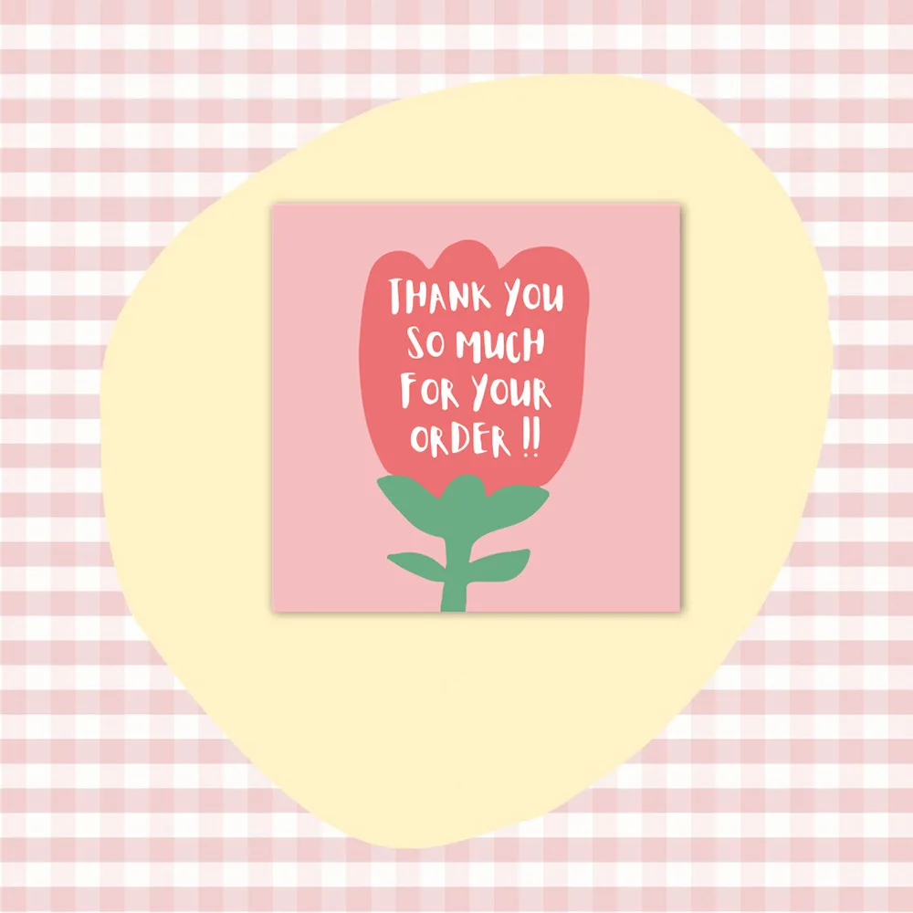 Top Trends: 10 / 50pcs Kawaii Thank You Cards 6x6cm Cartoon Flower Graffiti Card For Small Shop Gift Decoration Card Small Business Purchase Shoppable Styles - Image 4