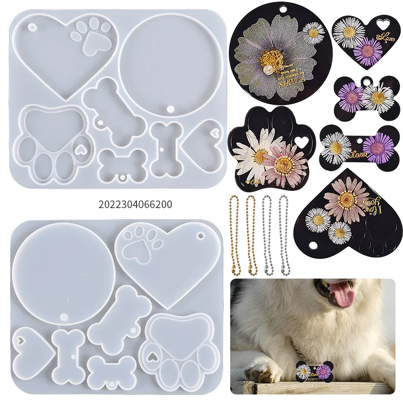 Top Trends: DIY Crystal Epoxy Resin Pet Tag Mold Heart-shaped Cat Paw Jewelry Pendant Combination Silicone Mold For Making Jewelry Shoppable Styles