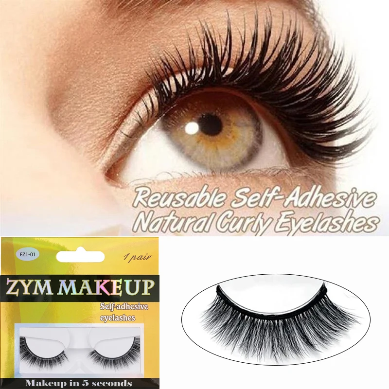 Top Trends: 1Pair Reusable Self-Adhesive Faux Mink Eyelashes No Residue On The Skin 3D False Eyelashes Glue Free Natural Long Fake Eyelashes Shoppable Styles