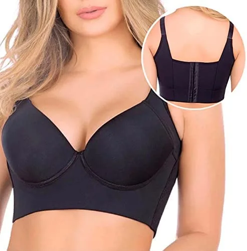 Top Trends: Hexin Deep Cup Bra Push Up Bras For Women Plus Size Hide Incorporated Full Back Coverage Lingerie Back Fat Shaper Bra 34-50 Shoppable Styles