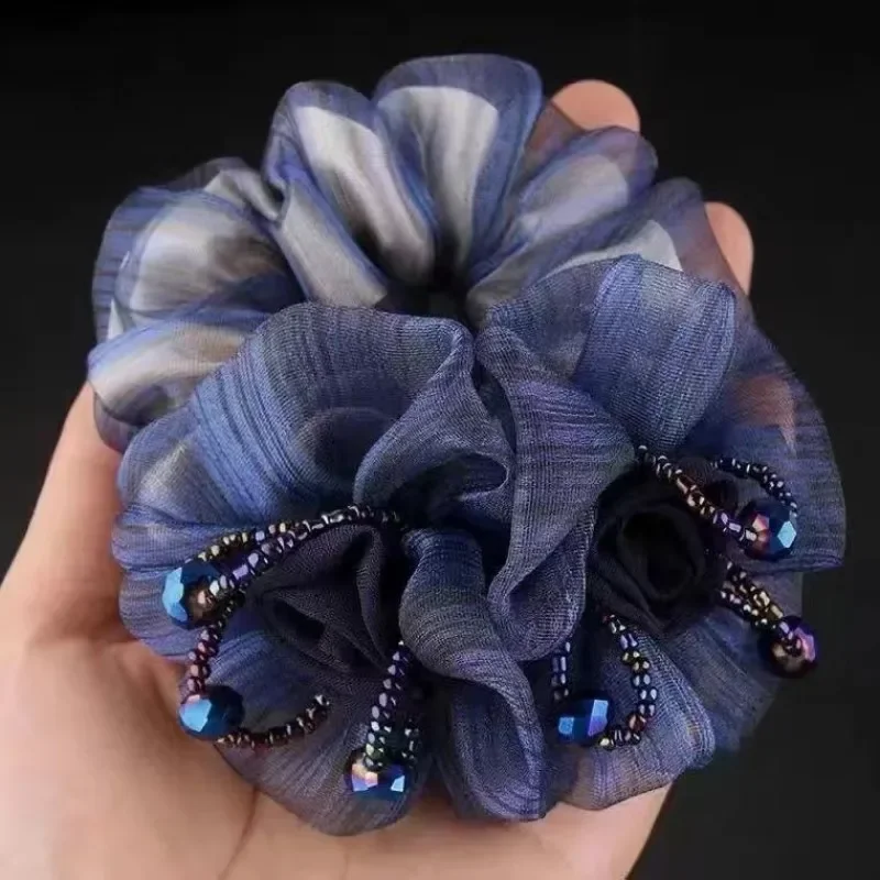 Top Trends: Rubber Band Headdress Flower Hair Rope Elegant Woman Updo Horse Tail Elastic Large Scrunchie Hair Accessories For Women Shoppable Styles - Image 4