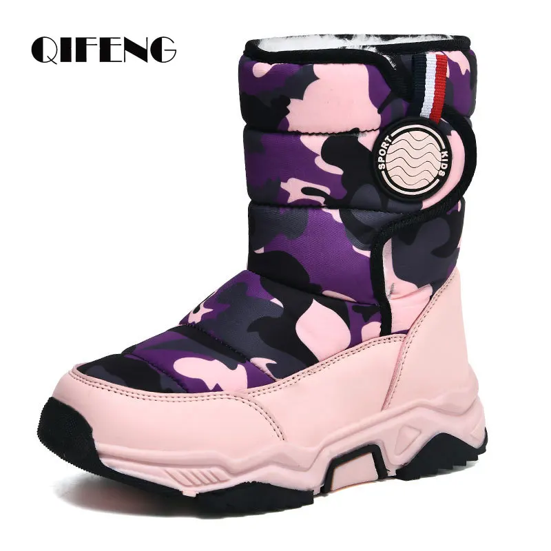 Top Trends: Winter Children Casual Shoes Girls Non-slip Warm Fur Snow Boots Boys Tactical Sneakers Kids Outdoor Footwear Padded Boots Female Shoppable Styles