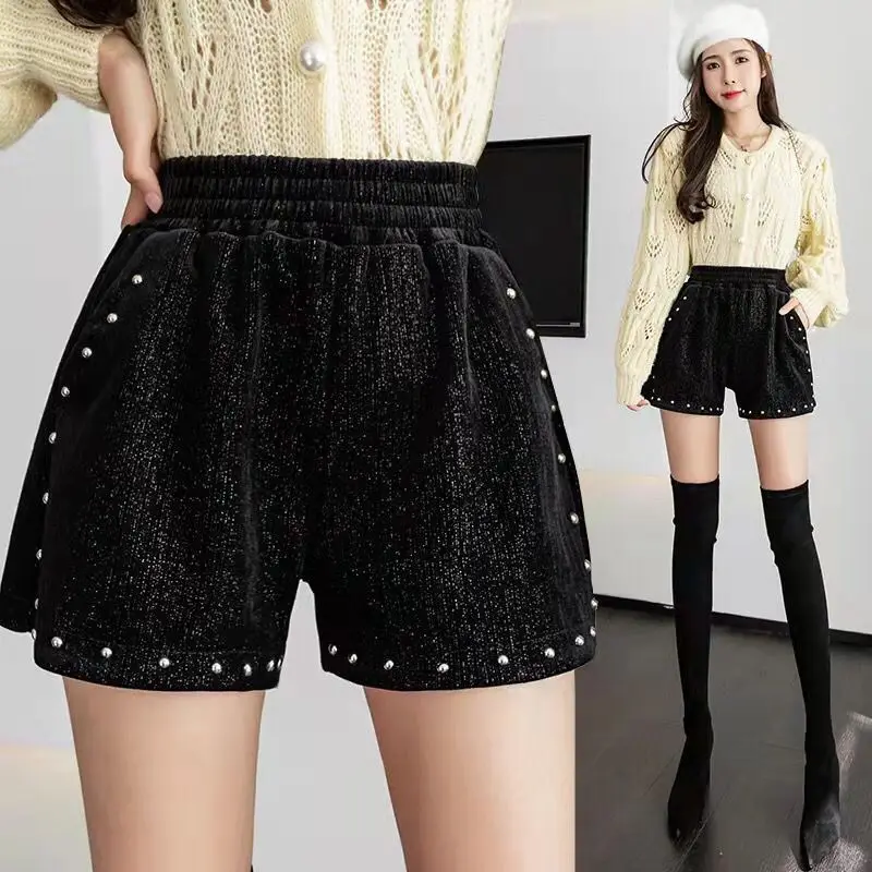 Top Trends: Fashion High Waist Black Shorts Spring Autumn New All-match Loose Patchwork Wide Leg Pants Elegant Korean Women Clothing S-2XL Shoppable Styles