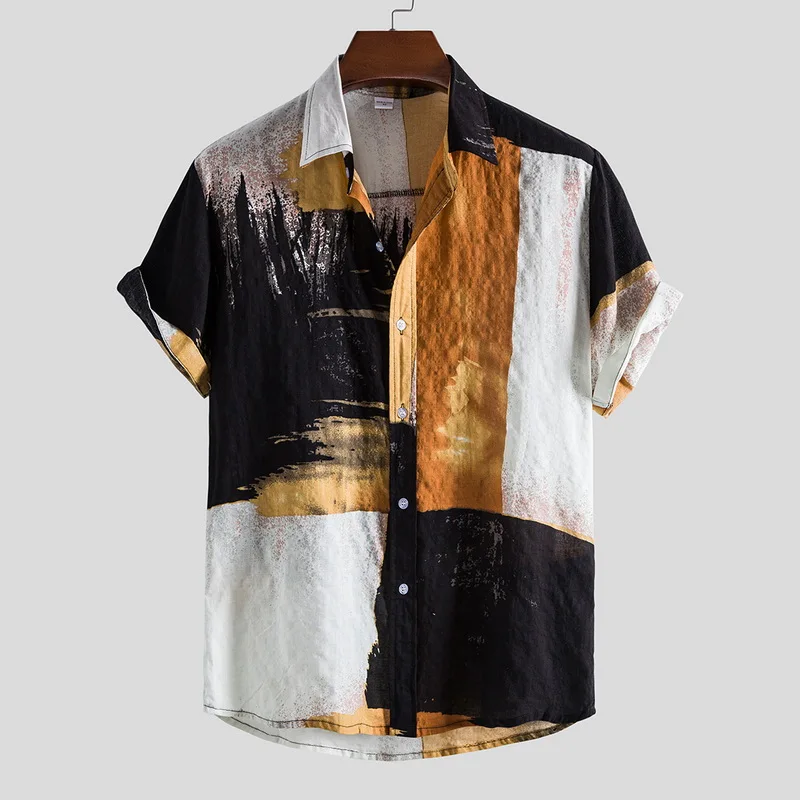 Top Trends: Summer 2022 Men's Short Sleeve Linen Button Shirt Floral Loose Casual Loose Hawaiian Ethnic Party Shirt Men Shoppable Styles