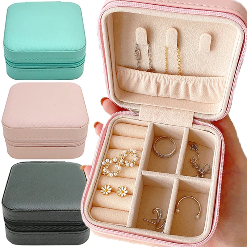 Top Trends: Portable Jewelry Box Jewelry Organizer Display Travel Jewelry Case Boxes Button Leather Storage Zipper Jewelry Boxes Organizer Shoppable Styles