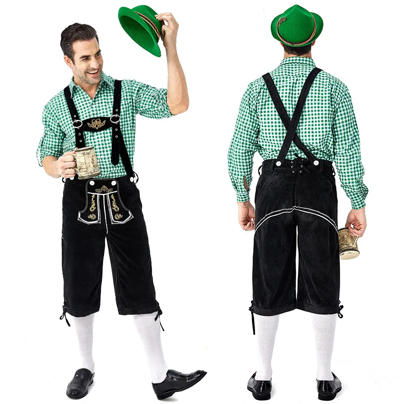 Top Trends: Mens Oktoberfest Bavarian Beer Costume German Bavarian Shorts Outfit Overalls Shirt Hat Suspenders Short Set Halloween Costume Shoppable Styles - Image 3