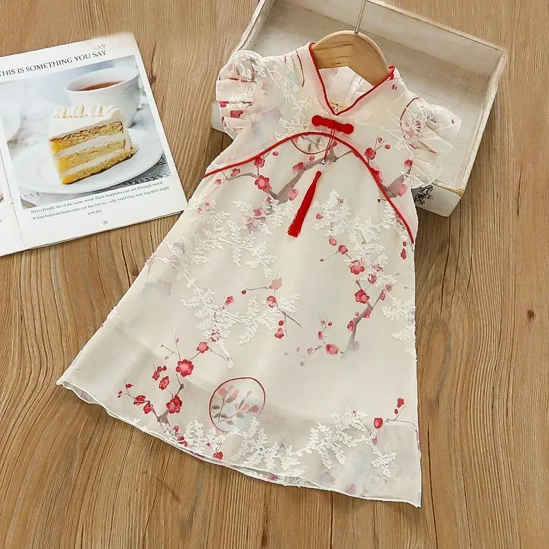 Top Trends: Kids Girls Dress Summer Chinese Style Hanfu Cheongsam Children&#039;s Dress Baby Little Girl Princess Dress Shoppable Styles