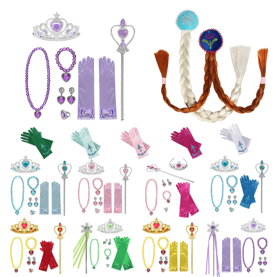 Top Trends: Girls Frozen Elsa Anna Cinderella Princess Accessory For Cosplay Dresses Bowknot Gloves Crown Wand Neacklace Bracelet Shoppable Styles