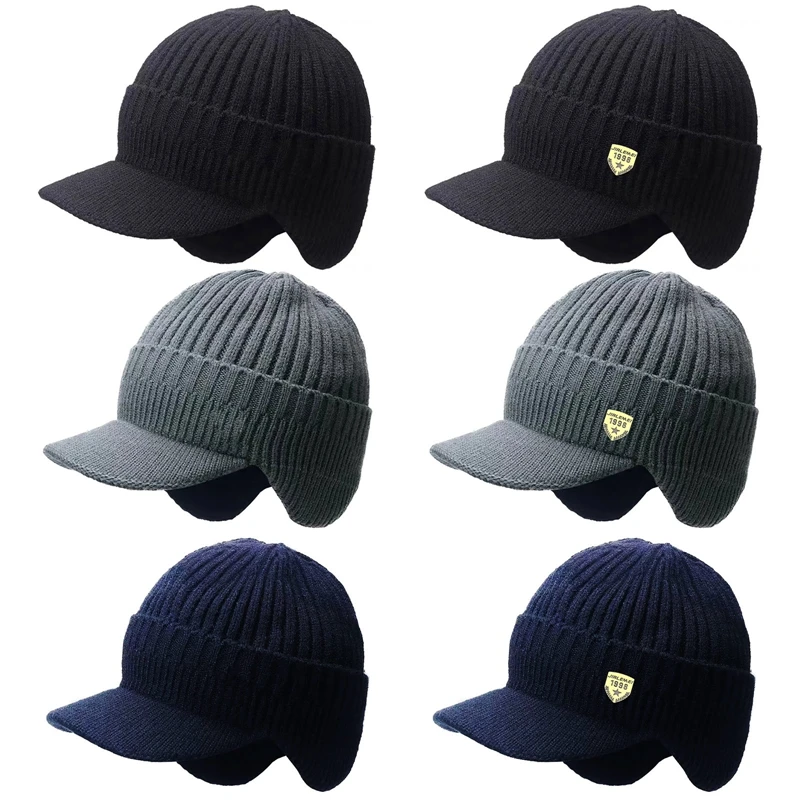 Top Trends: Men Winter Knitted Hat Outdoor Cycling Ear Protection Warmth Peaked Cap Casual Fashion Baseball Cup Sunhat Bomber Hats Shoppable Styles