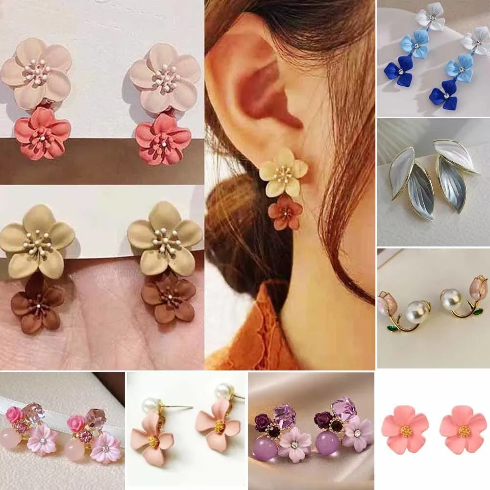 Top Trends: Sweet Elegant Contrast Flower Drop Earrings For Women Earing Jewelry Earings Vintage French Simple Versatile Flowers Earrings Shoppable Styles