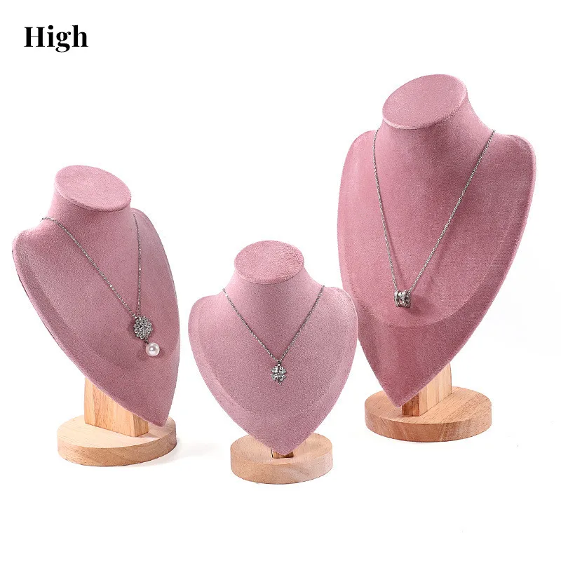 Top Trends: Pink Velvet Necklace Jewelry Display Model Bust Stand For Home Shoppable Styles