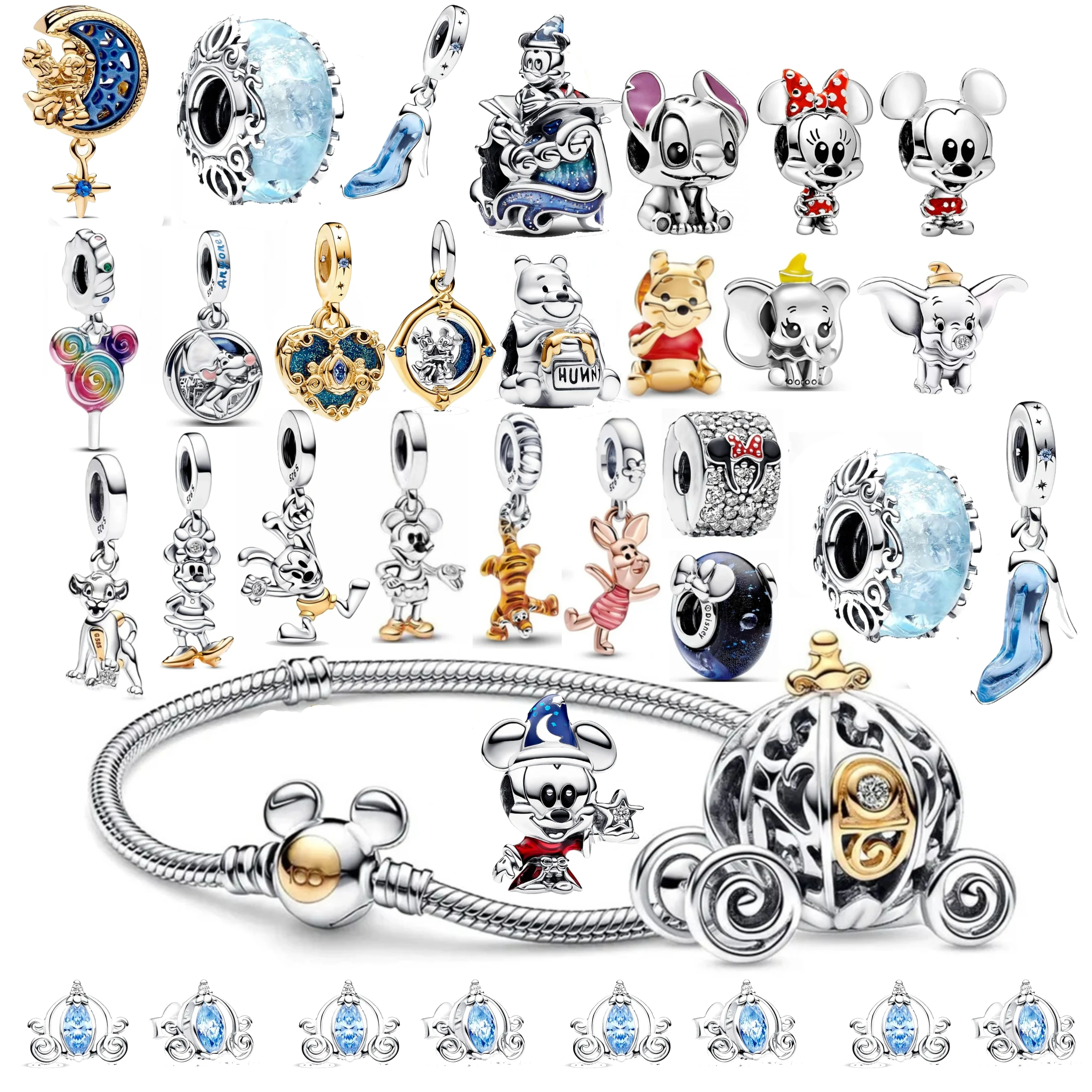 Top Trends: 2024 Herocross Disney 100th Anniversary Dumbo Mickey Mouse Winnie The Pooh Lab-created Diamond Dangle Charm Fit Pandora Bracelet Shoppable Styles