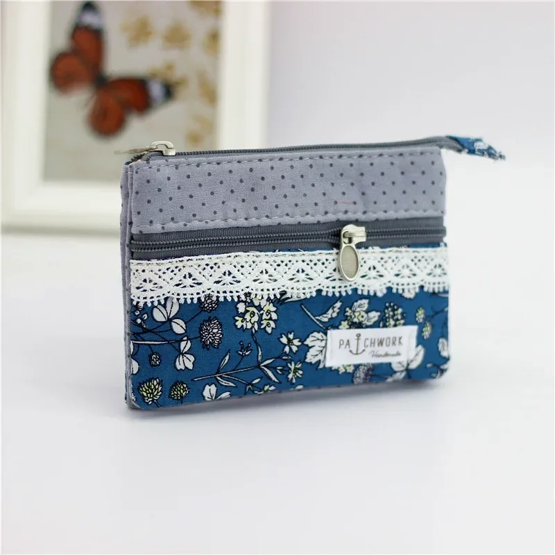 Top Trends: Fashion Flower Multi-layer Cotton Fabric Coin Purse Women Card Wallet Small Change Bag Retro Canvas Female Hand Purses Pouch New Shoppable Styles - Image 2