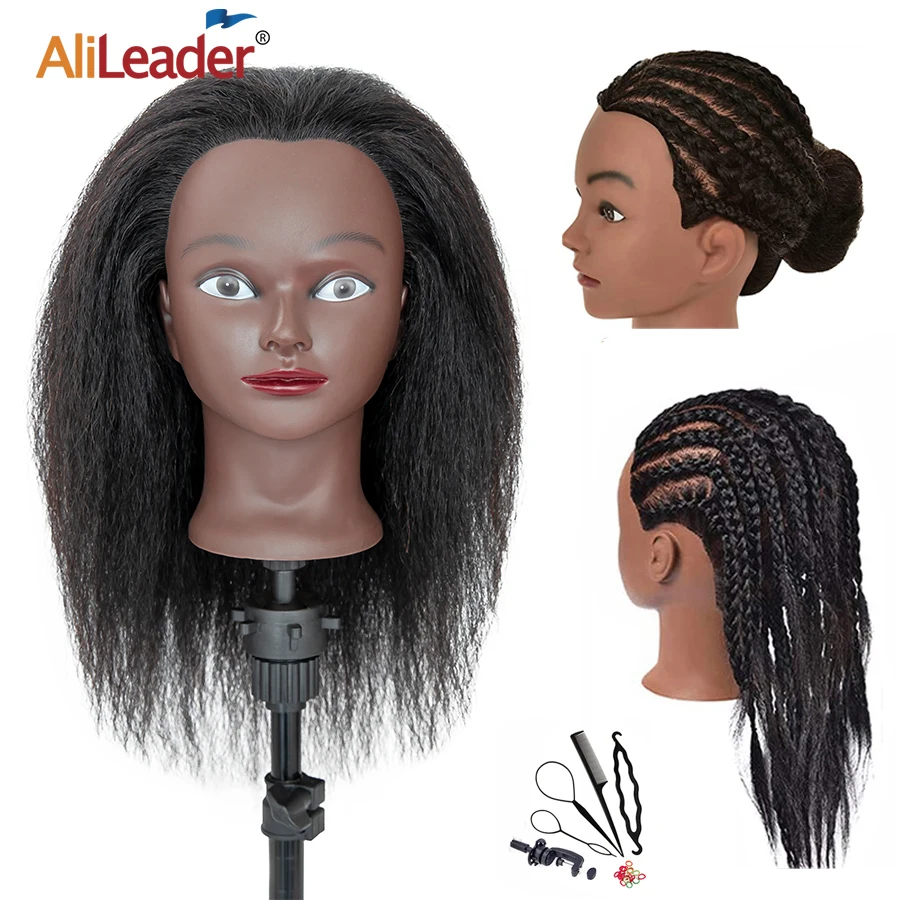 Top Trends: Pro Mannequin Heads With Real Hair African Manikin Training Head Hairdressing Training Head For Braiding Styling Training Head Shoppable Styles