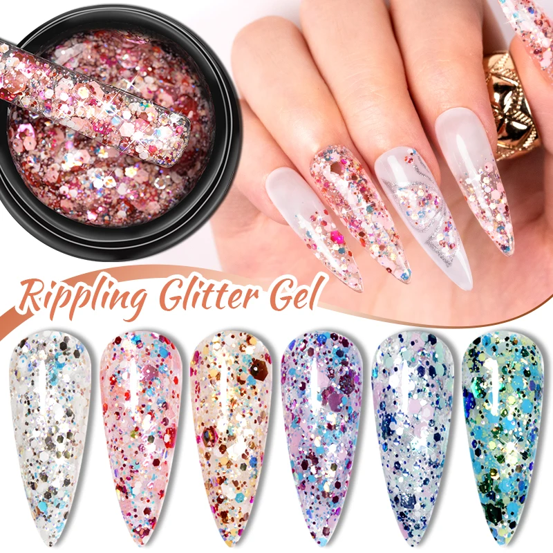 Top Trends: Colorful Glitter Sequins Gel Nail Polish 5ML Glitter Nail Art Gel Soak Off UV Gel For Manicure Semi Permanent Varnish Hybrid Shoppable Styles