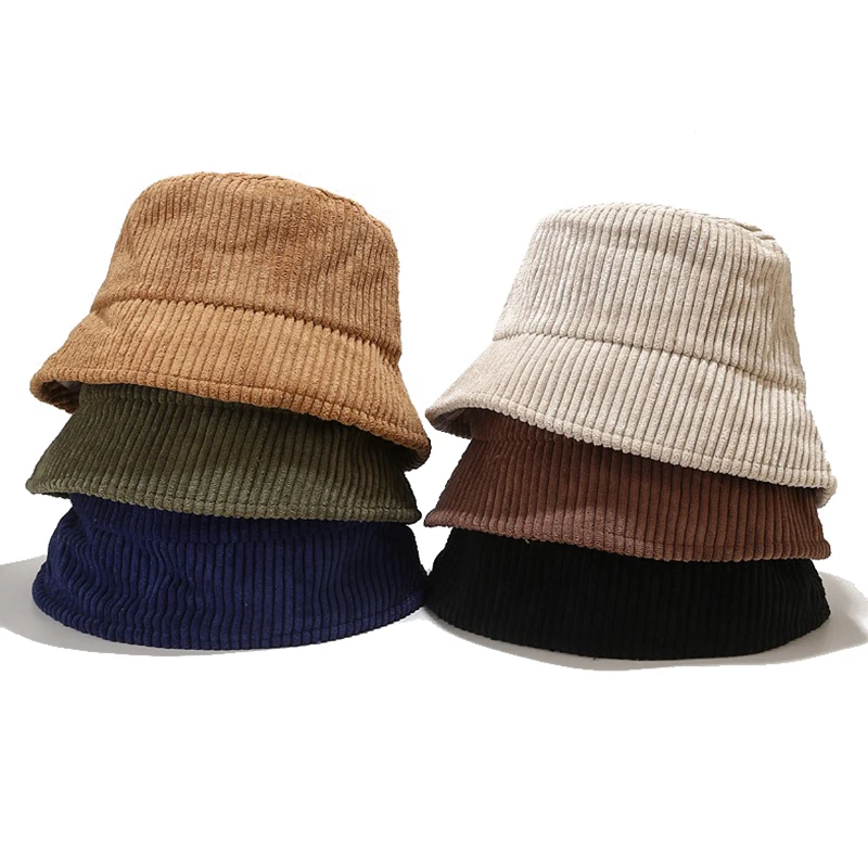 Top Trends: Spring Autumn Corduroy Bucket Hat Solid Color Women Men Fisherman Hat Hip Hip Cap Foldable Bob Cheapu Panama Fishing Cap Shoppable Styles