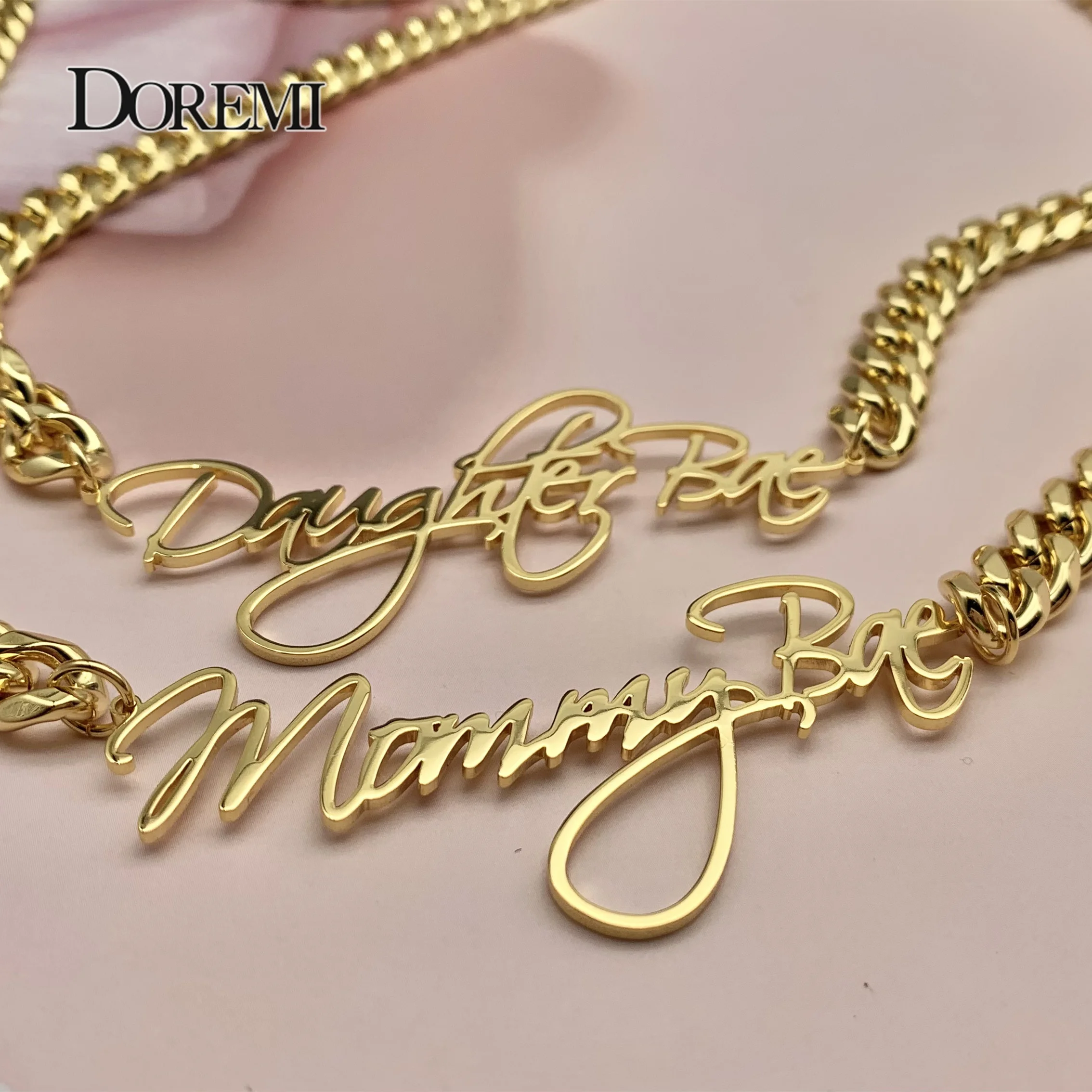 Top Trends: DOREMI 8mm Cuban Custom Name Pendant Personalized Necklace Thick Chain Customized Cursive Nameplate Necklaces Women Gift Shoppable Styles - Image 6