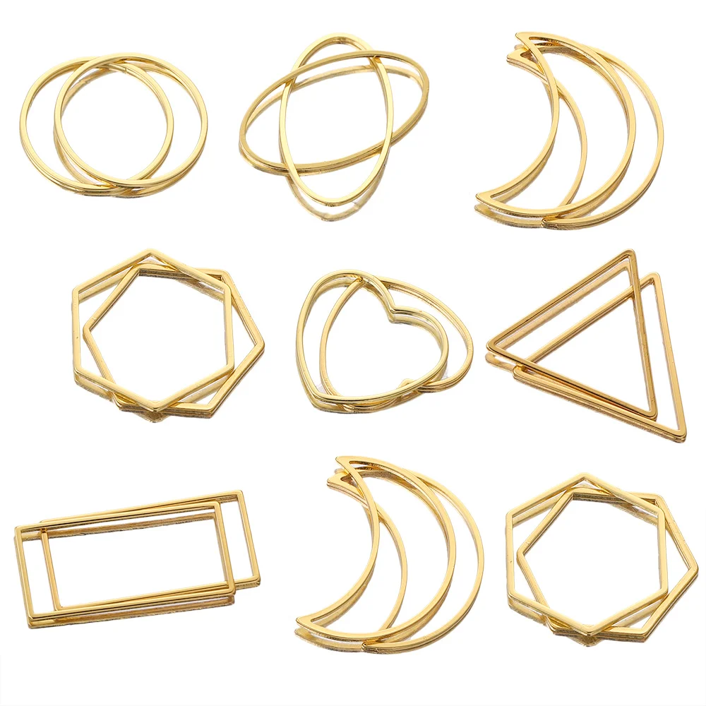 Top Trends: 10pcs Lot Gold Stainless Steel Moon Earrings Making Supplies Bezel Earring Charms Connectors For Diy Jewelry Findings Bulk Shoppable Styles