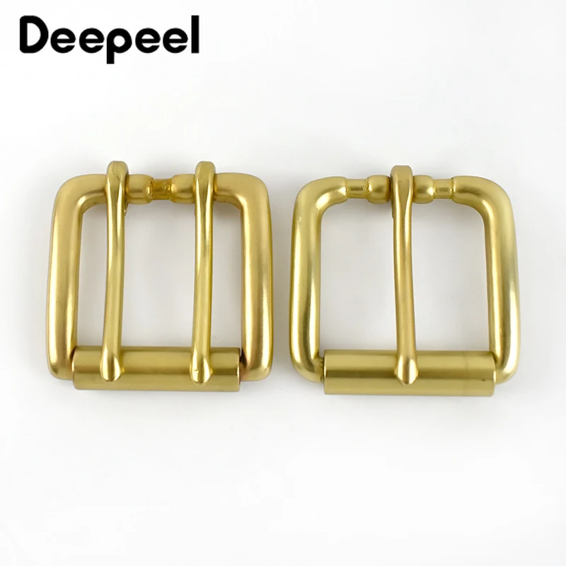 Top Trends: 1Pc 40mm Solid Brass Belt Buckle For Men's Belts Adjuster Clasps Single Double Needle Pin Buckles DIY Hardware Accessories Shoppable Styles