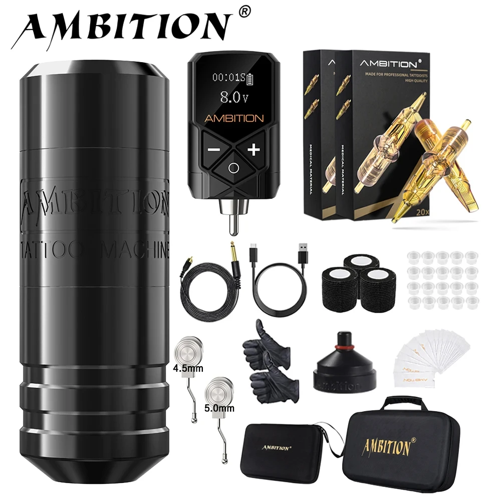 Top Trends: Ambition Torped Tattoo Machine Kit Stroke 4.0-4.5-5.0mm Rotary Pen Kuark RCA Wireless Battery 2400mAh Brushless Motor Profession Shoppable Styles