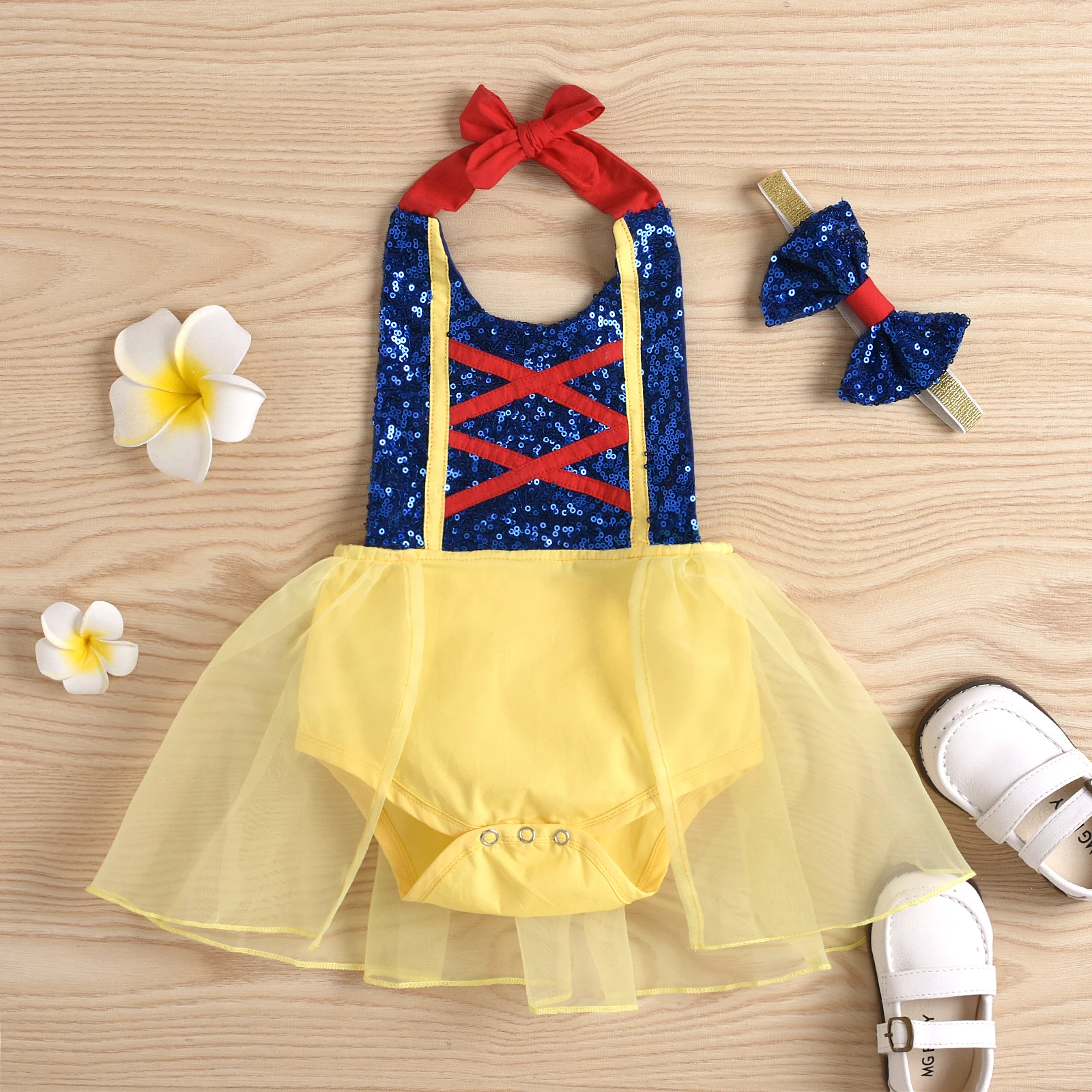 Top Trends: 0-24M Baby Girls Romper Dress Headband 2pcs Sequined Patchwork Sleeveless Belt Lace Backless Jumpsuits Outfits Shoppable Styles