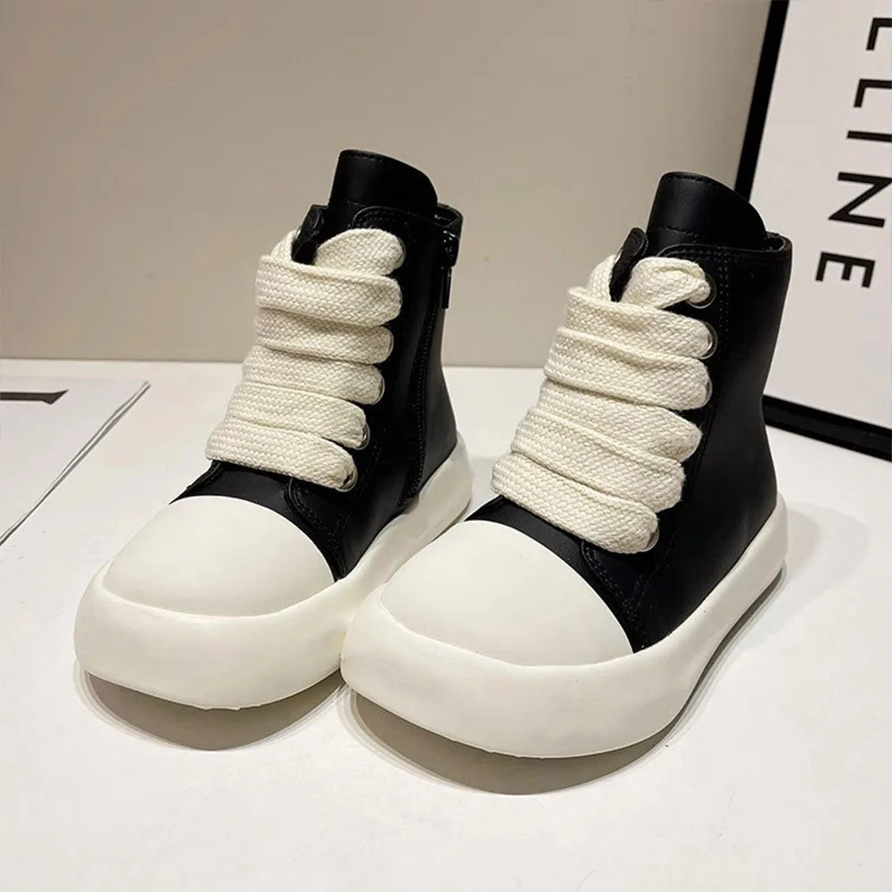 Top Trends: Boy PU Leather Shoes High Top Kids Girls Canvas Shoes Rick Children Casual Canvas Owens Shoes Family Matching Sneakers Shoppable Styles