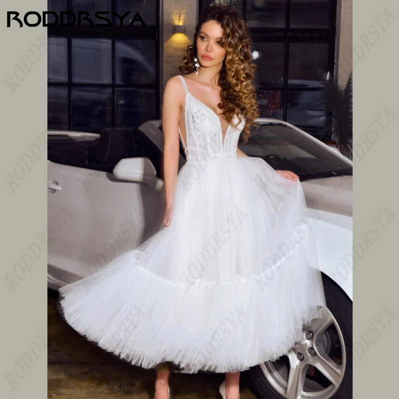 Top Trends: RODDRSYA Boho Wedding Dress For Woman Sexy V-Neck Spaghetti Straps Backless Bridal Gowns Romantic Tulle Vestidos De Novia Civil Shoppable Styles