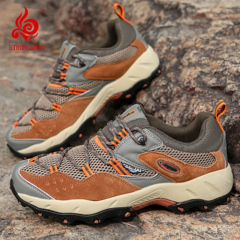 Top Trends: STRONGSHEN Men's Hiking Shoes Outdoor High Quality Wear-resistant Non-slip Trekking Walking Hunting Mountain Tactical Sneakers Shoppable Styles