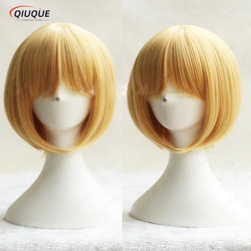 Top Trends: Anime Attack On Titan Armin Arlert Wigs Short Silky Straight Boy&#039;s Shaggy Layered Yellow Bob Synthetic Cosplay Wig+ Wig Cap Shoppable Styles