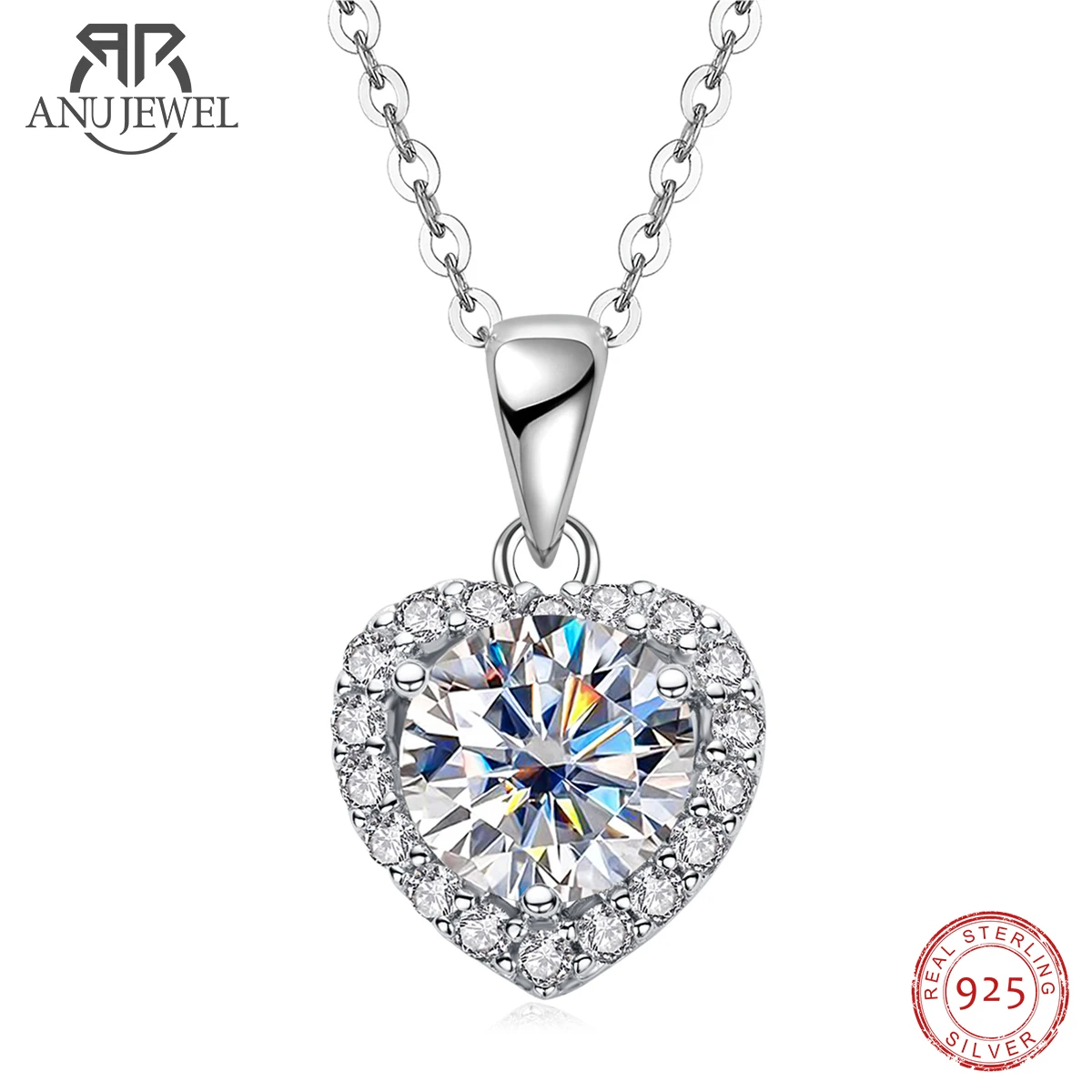 Top Trends: AnuJewel 1ct D Color Heart Moissanite Pendant 925 Sterling Silver 40+ 2+ 3cm Necklace Wedding Jewelry Wholesale Shoppable Styles