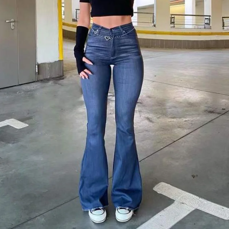 Top Trends: DAYIFUN-High Waist Mom Jeans For Women Stretch Flared Denim Pants Slim Trousers Female Streetwear Elephant Jeans Fashion Clothes Shoppable Styles