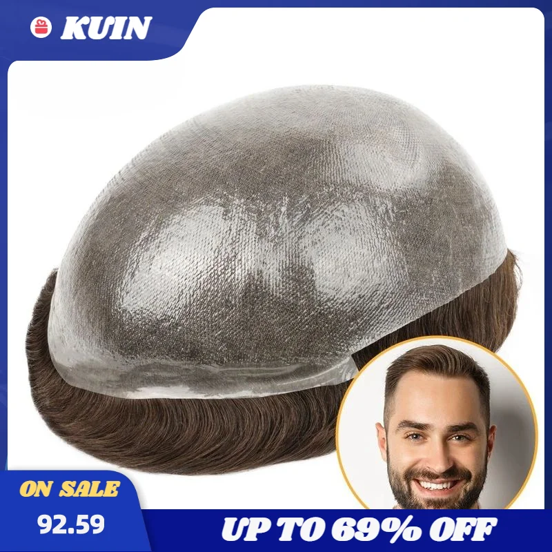 Top Trends: Skin Hair System 0.1mm Knotless V-loop Pu Toupee Men Durable Wigs For Men 100% Human Hair System Unit Capillary Prosthesis Shoppable Styles