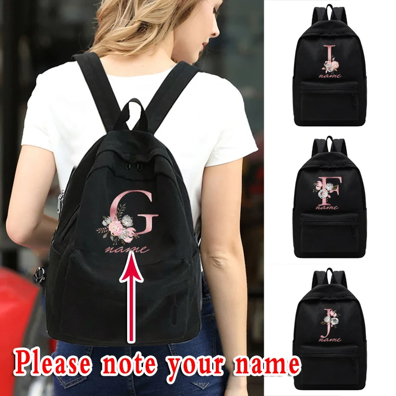 Top Trends: Customize Any Name Women Backpack Travel Bag Backpacks School Bag For Teenage Girls Letter Print Bookbag Laptop Rucksack Shoppable Styles